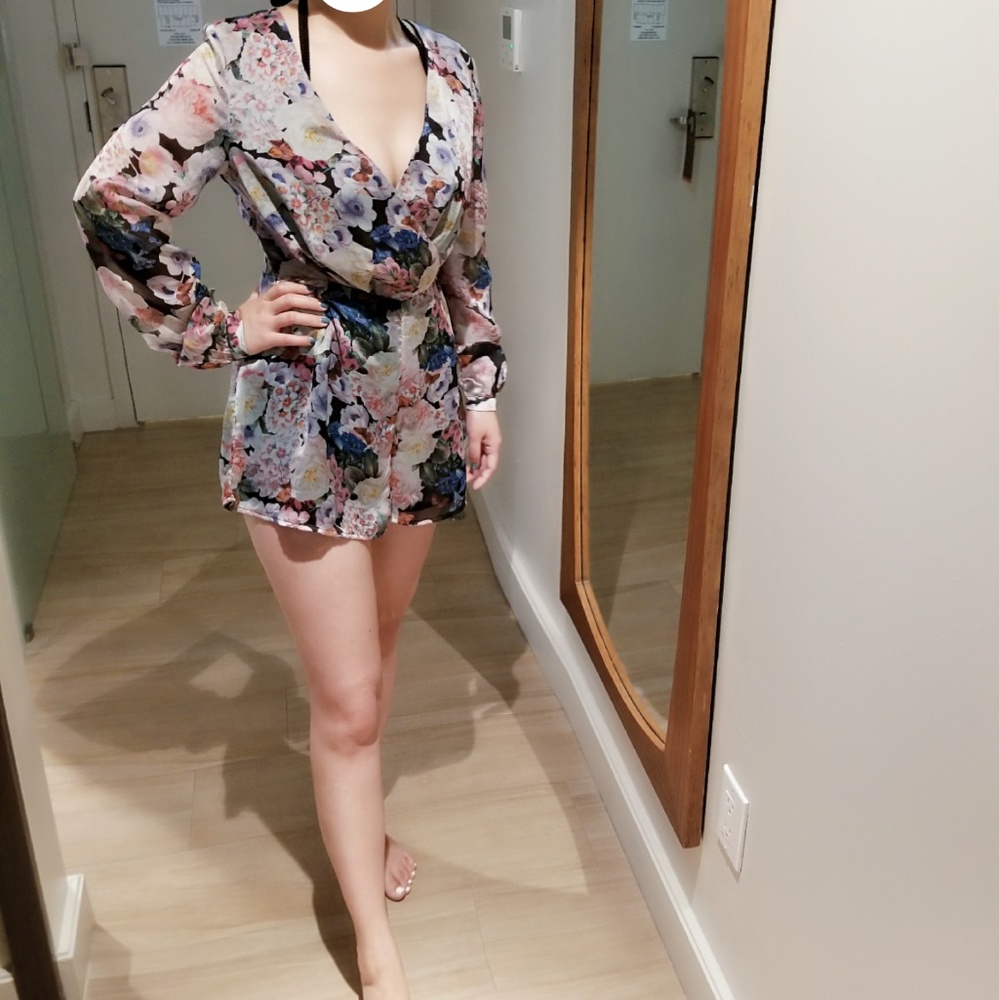 Womens Summer V Neck long Sleeve jumpsuit